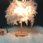 Modern Table Lamp LED Three Colors Light Desk Living Room Bedroom Luxury Feather Lamp