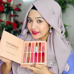 ErshiQi 12 color book lip gloss set Matte Pearlescent non-stick Cup lip glaze lipstick