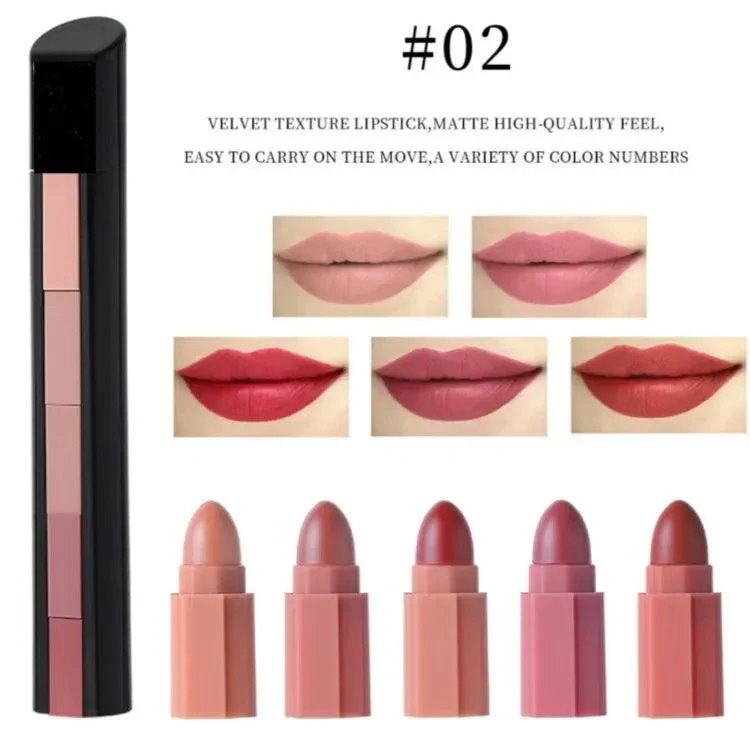 5 In 1 Matte Waterproof Lipstick Set – Shade-02
