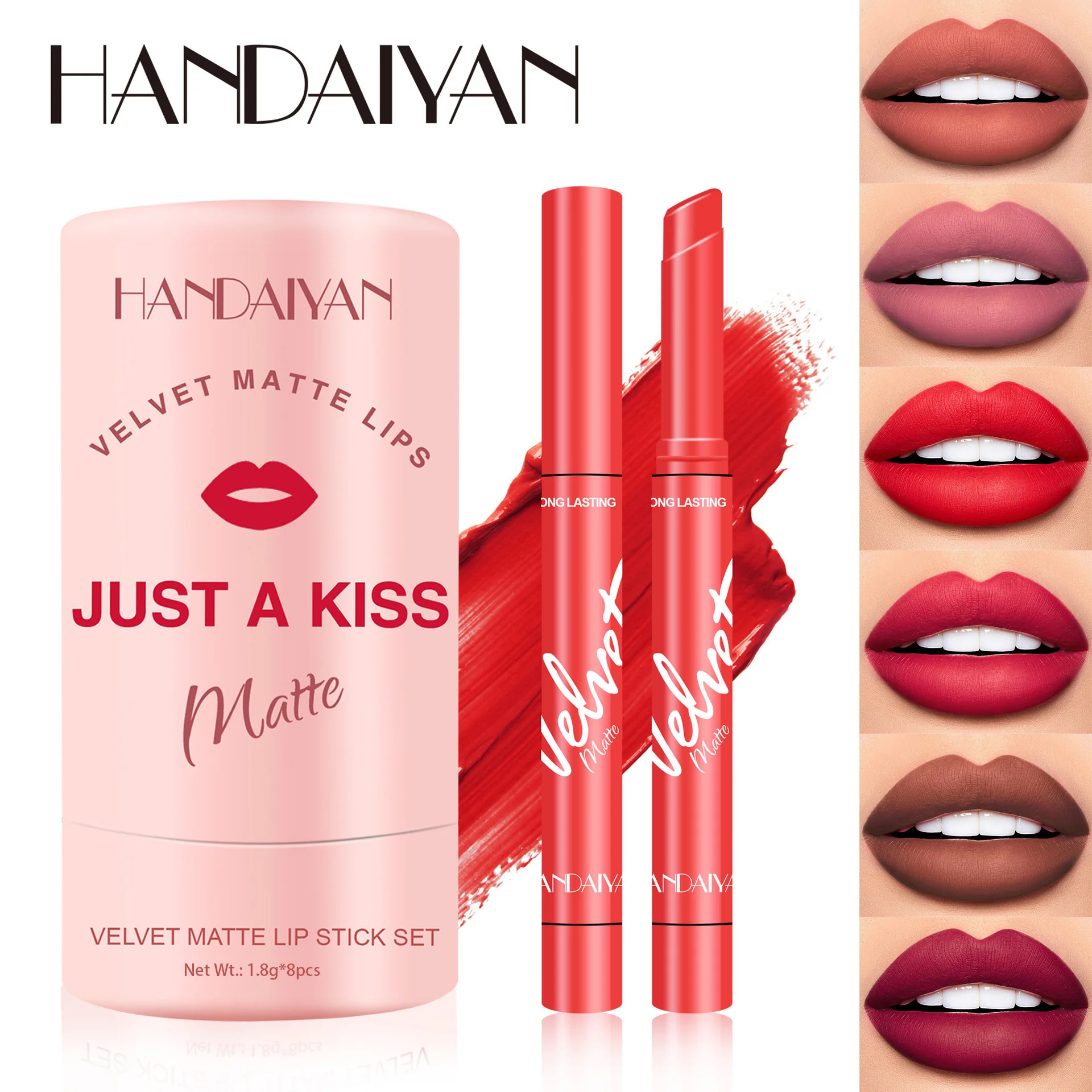 Handaiyan Just a Kiss Velvet Matte Lipstick Set 8 PCS